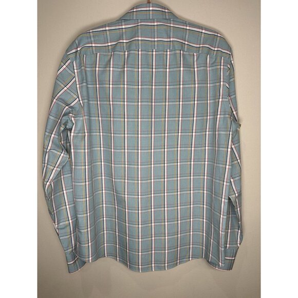 Untuckit Dalem WF Button Up Shirt Size Large Long Sleeve Plaid Preppy Blue - Picture 9 of 9